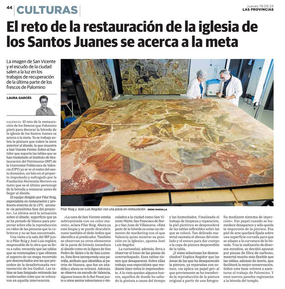 El reto de la restauración de los Santos Juanes, cerca de la meta en Valencia